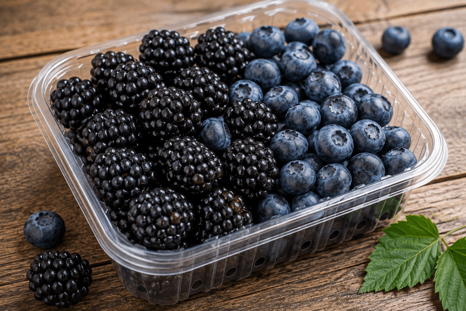 tarrina de moras con arรกndanos