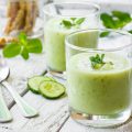 Cold cucumber soup with avocado and mint