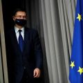 El comisario de Comercio de la UE, Valdis Dombrovskis, antes de dar una rueda de prensa en Bruselas.
Nov 9, 2020. Francisco Seco/Pool via REUTERS